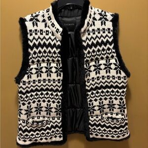 $3 SALE Talbots Black and Cream Textured Vest